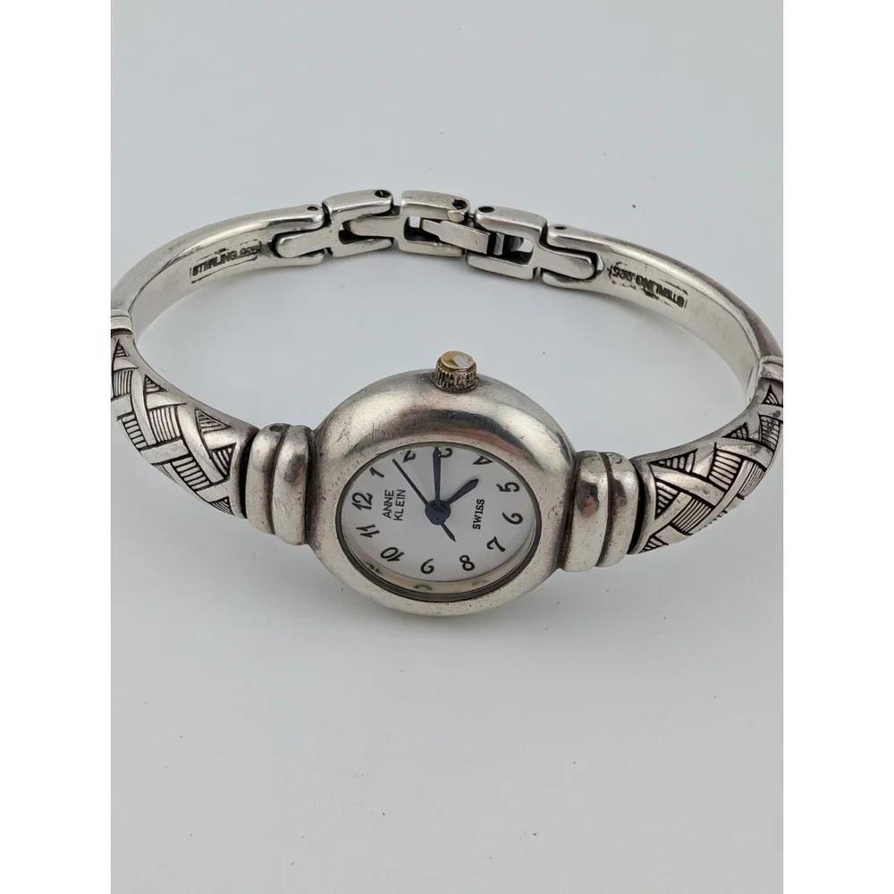 Anne Klein Watch 22mm Sterling Silver .925 Swiss Bangle 6.25